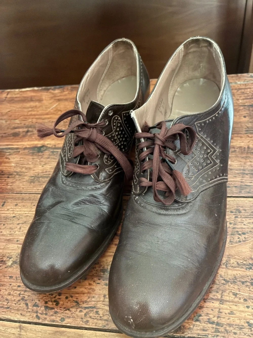 1930s/1940s Brown Leather Oxford Heels